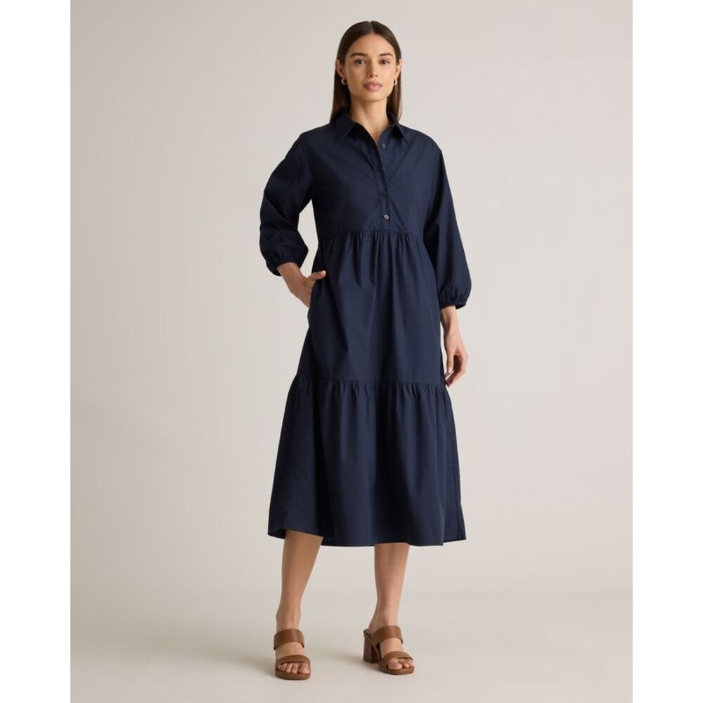 Quince Navy Blue Midi Dress